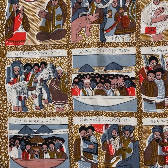 VTG 1950s 1960s Silk Exodus Story Novelty Print Scarf - Picture 5 of 9